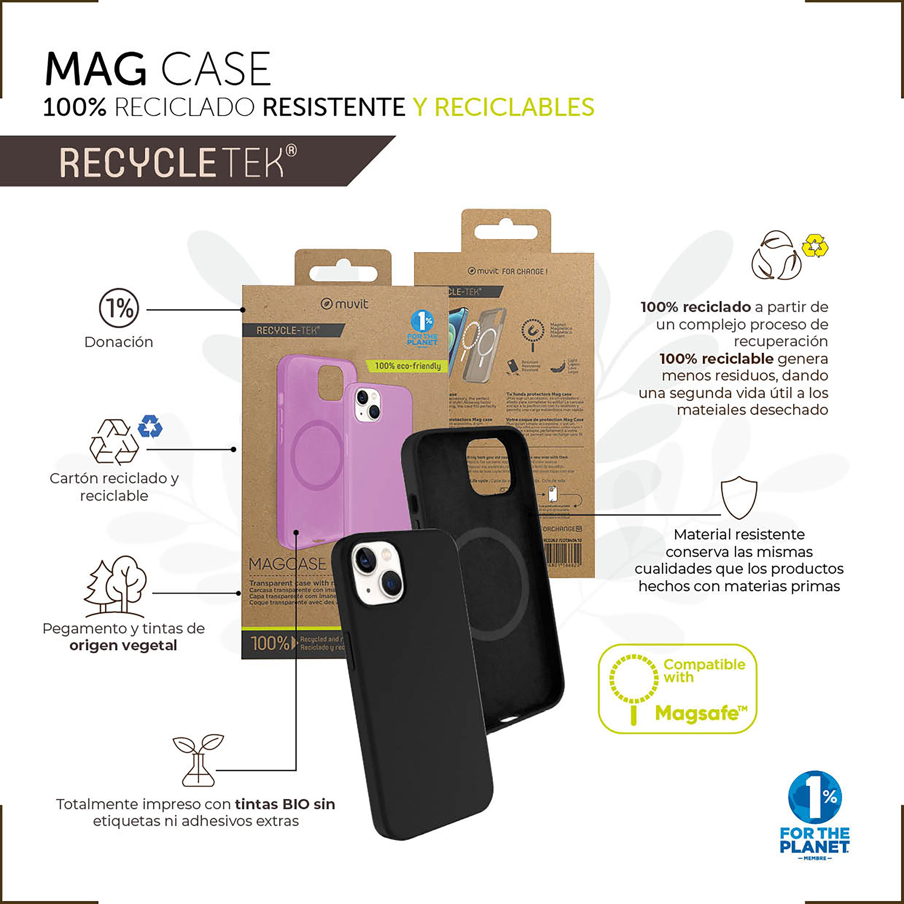 Funda Muvit Recycletek Liquid Silicone Magsafe Para Apple Iphone 14 Plus Negra