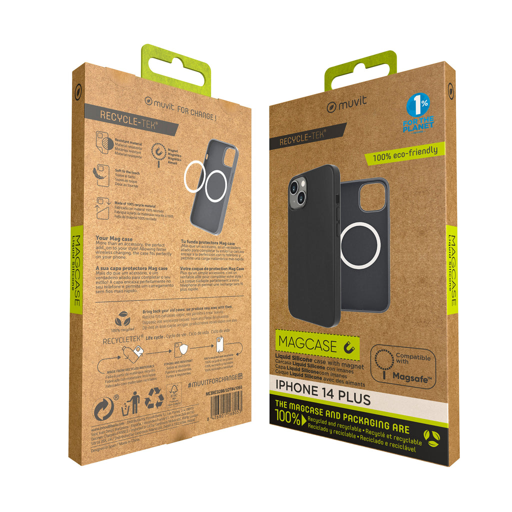 Funda Muvit Recycletek Liquid Silicone Magsafe Para Apple Iphone 14 Plus Negra