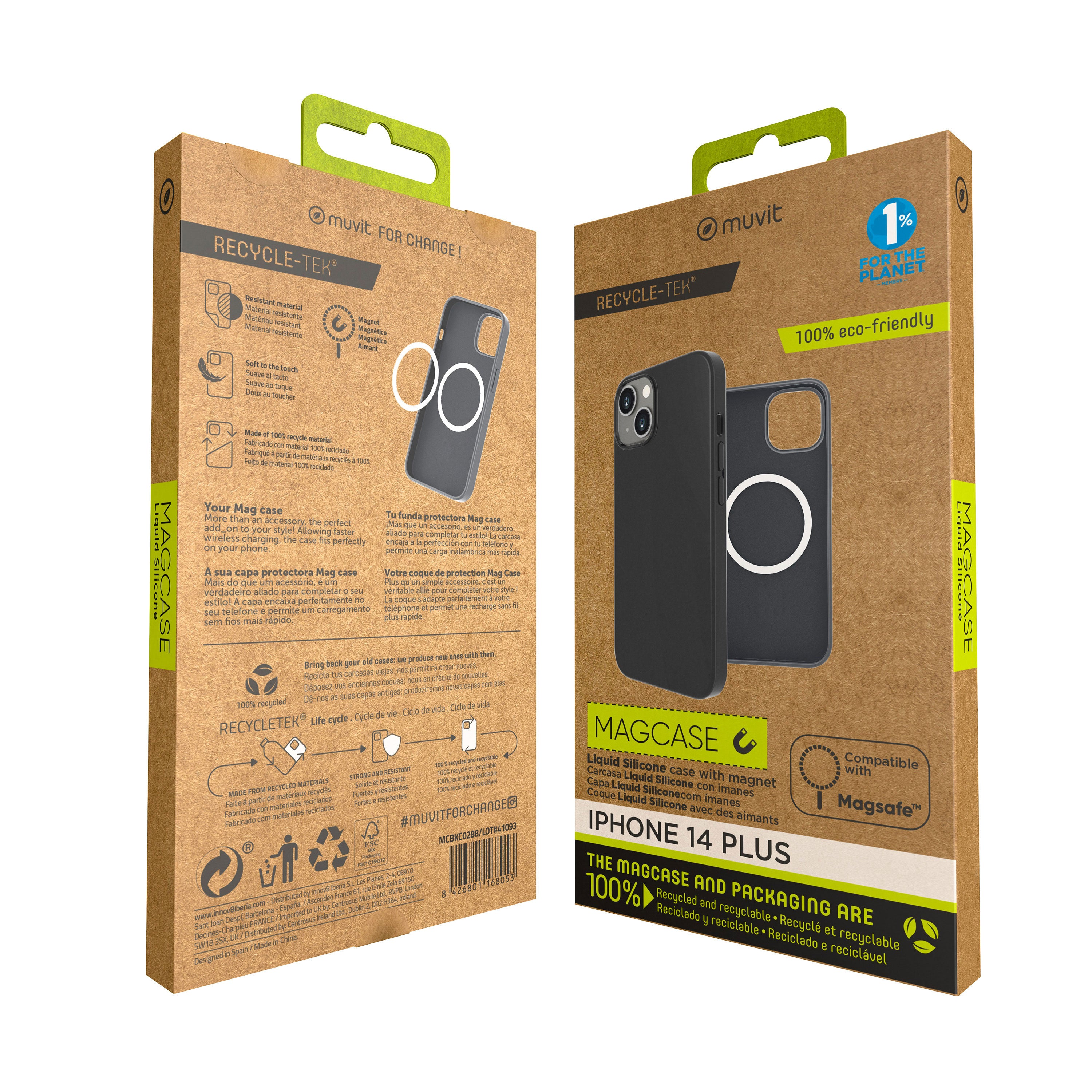 Funda Muvit Recycletek Liquid Silicone Magsafe Para Apple Iphone 14 Plus Negra