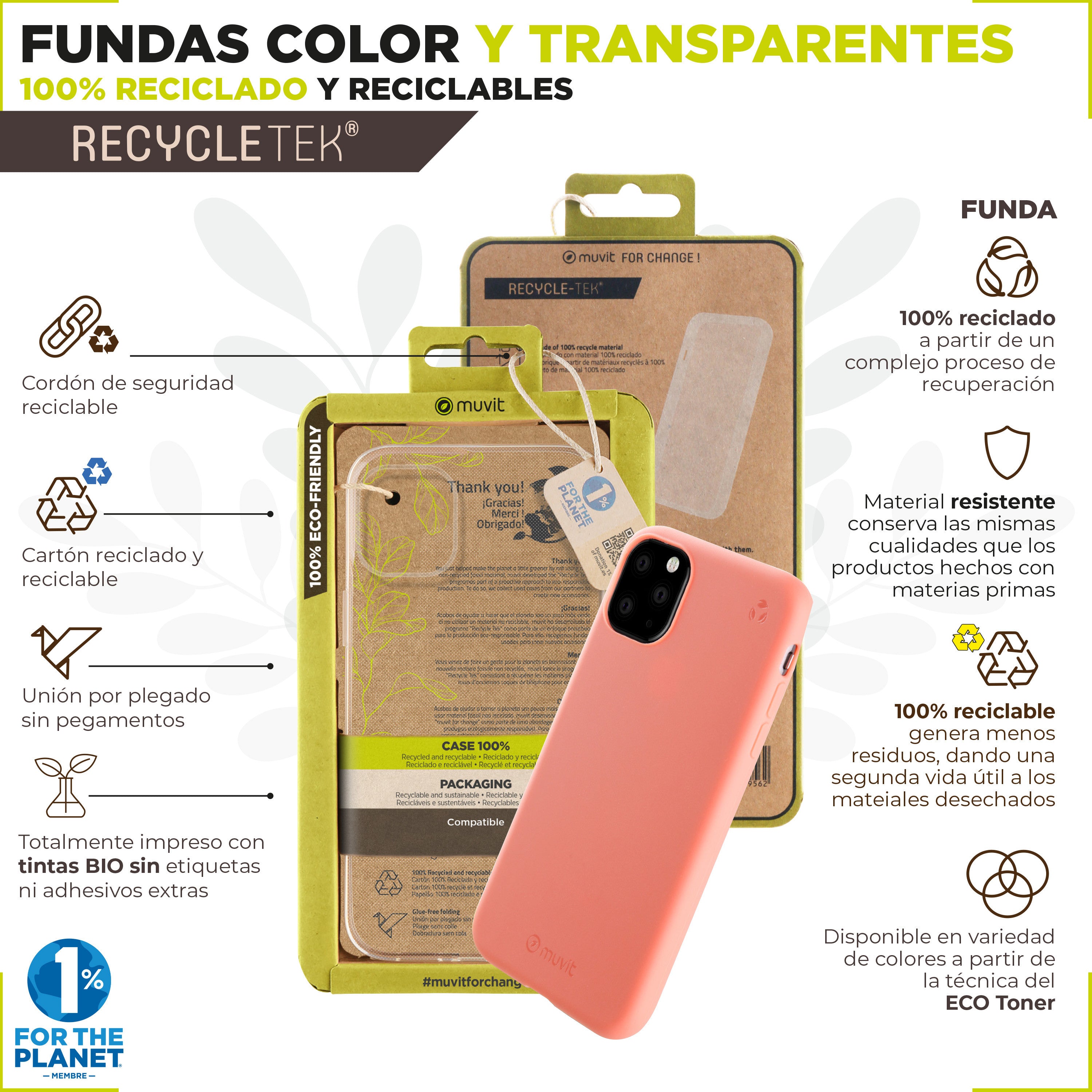 Funda Muvit Recycletek Para Samsung Galaxy A14 4g - 5g Transparente