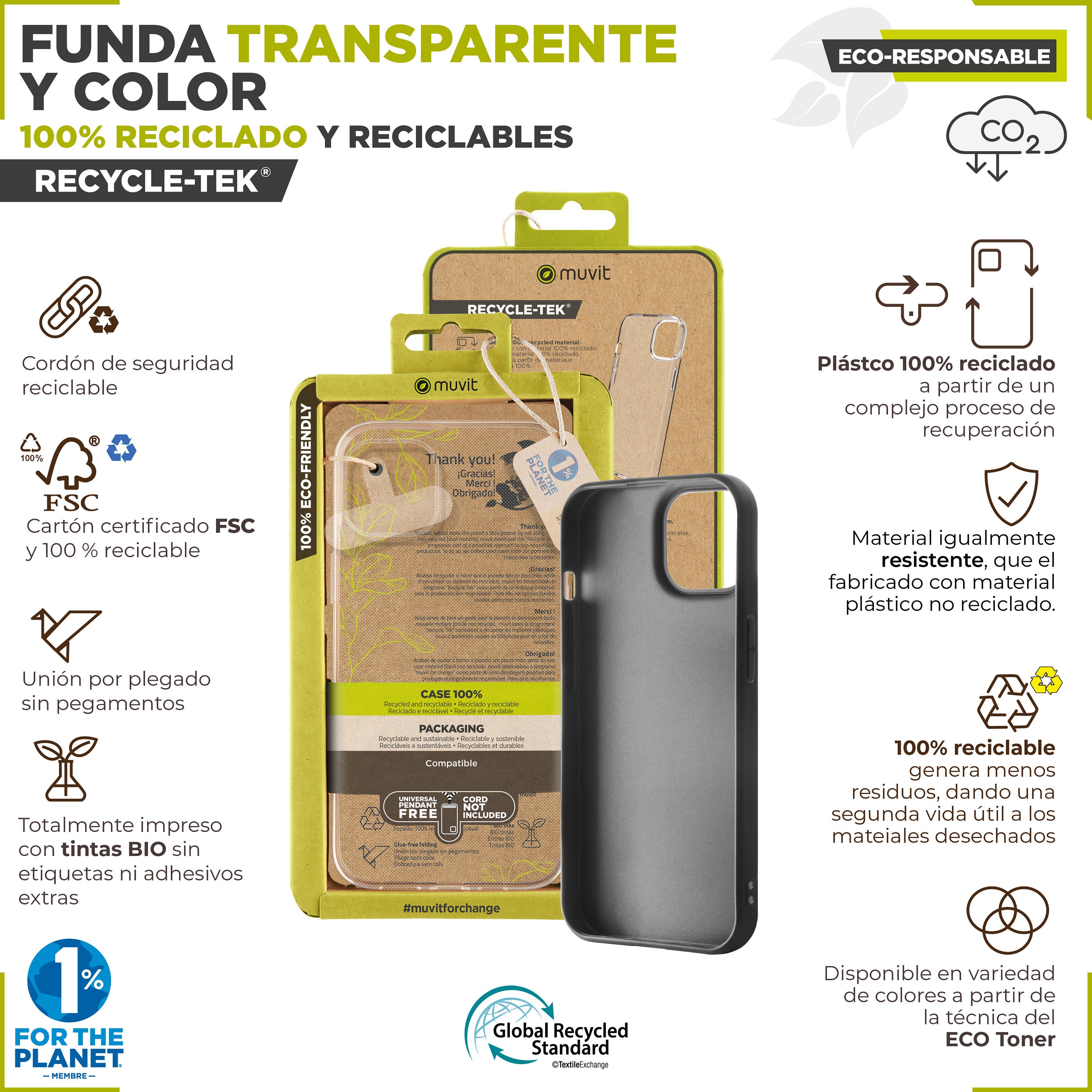 Funda Muvit Recycletek Para Samsung Galaxy S24 Ultra Transparente