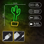 Lampara Forever Neon Led Cactus Orange Green