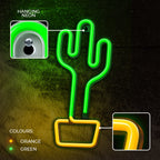 Lampara Forever Neon Led Cactus Orange Green
