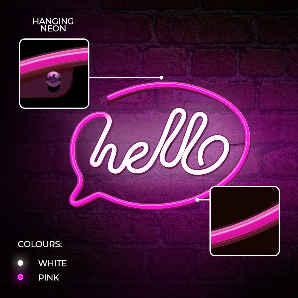 Lampara Forever Neon Led Hello Pink White