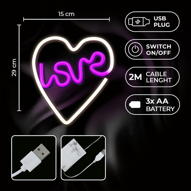 Lampara Forever Neon Led Love Heart Purple White Main Image