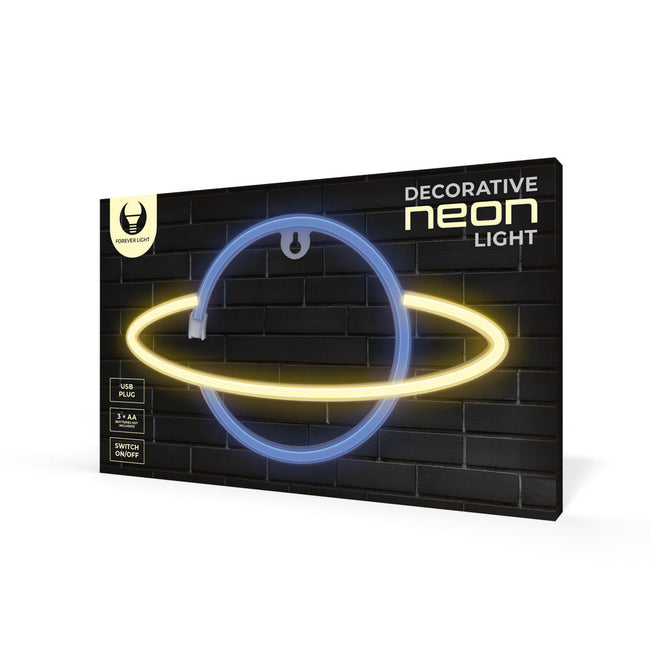 Lampara Forever Neon Led Saturn Yellow Blue Hover Image