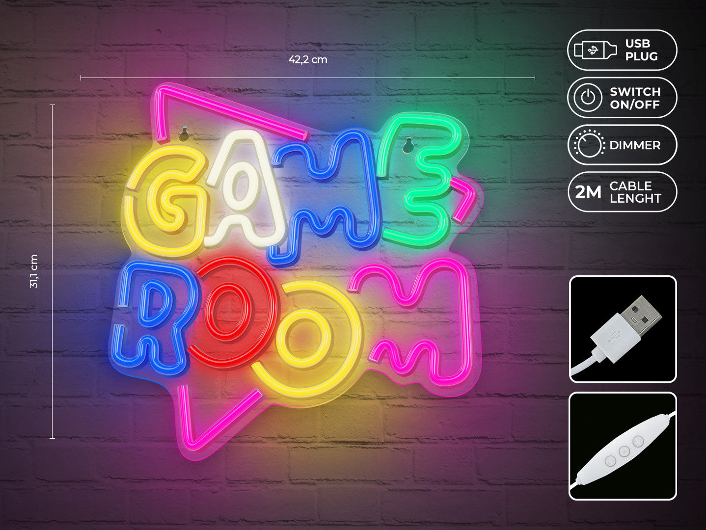 Lampara Forever Neon Plexi Led Game Color Multicolor Neolia