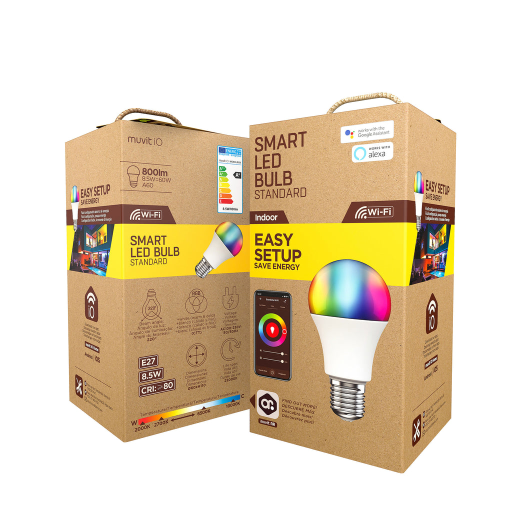 Bombilla muvit io a60 e27 8.5w rgb - Bombilla Inteligente