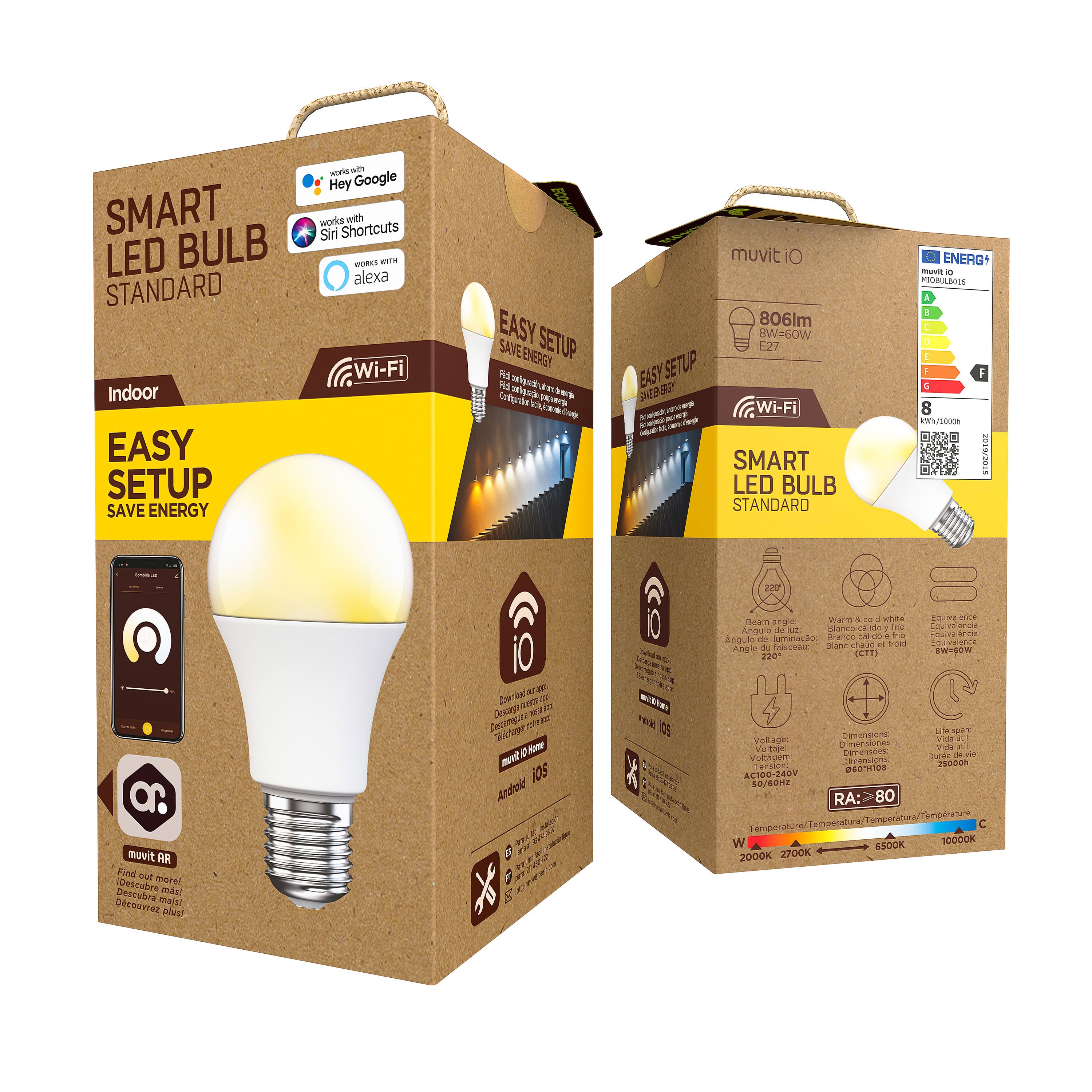 Bombilla muvit io a60 e27 8w cct - Bombilla Inteligente