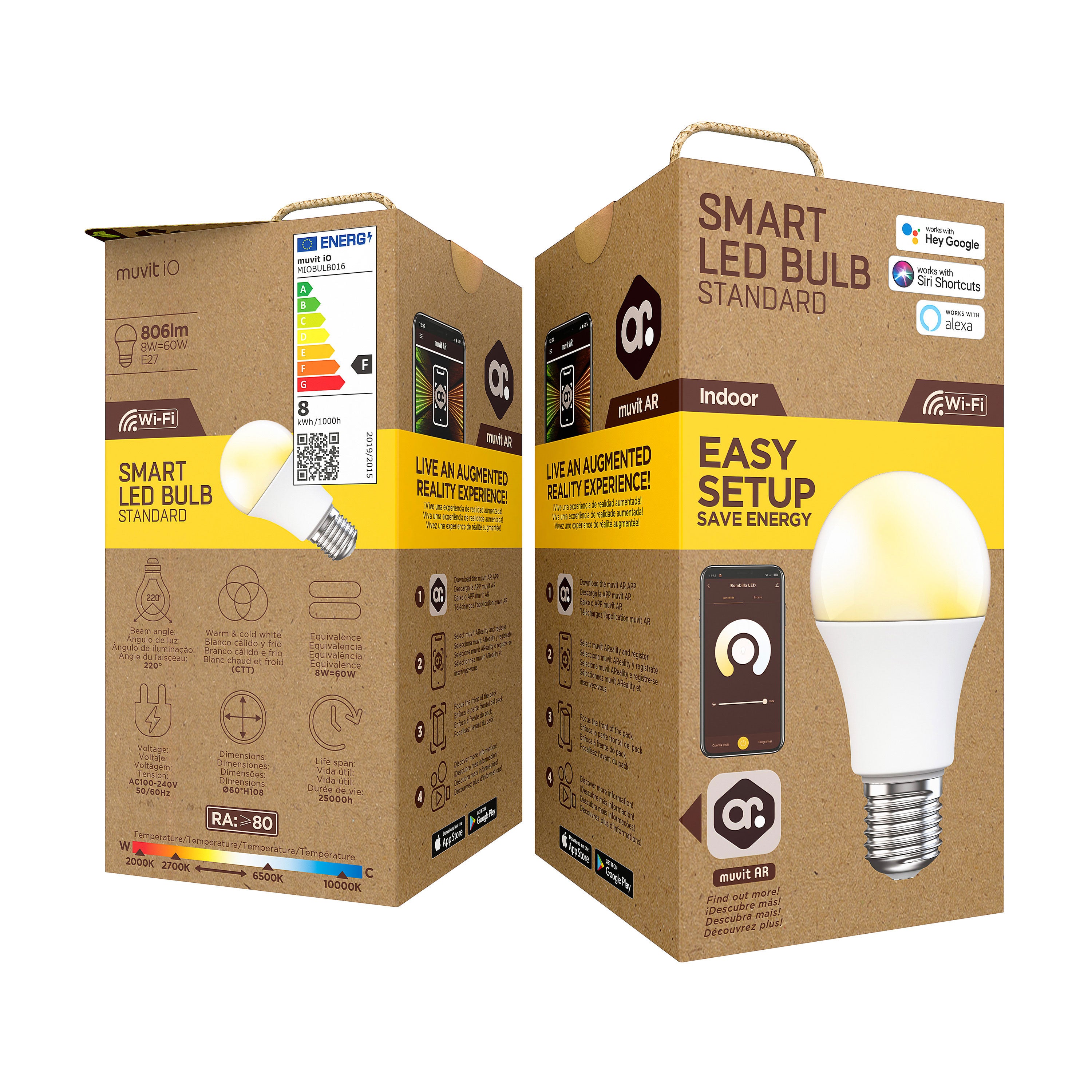 Bombilla muvit io a60 e27 8w cct - Bombilla Inteligente