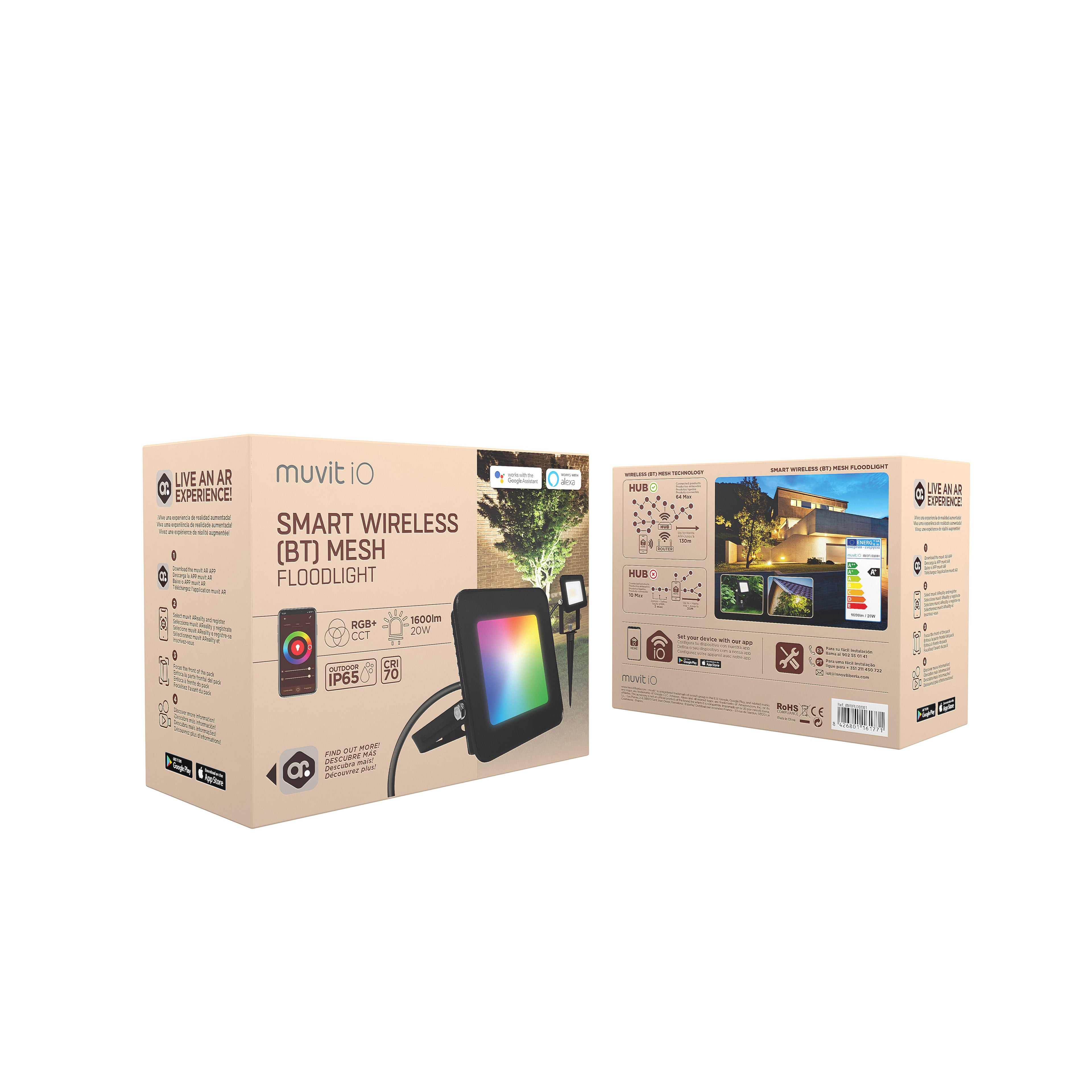 Foco Proyector Muvit Iio Wireless Mesh 20w Rgb+cct