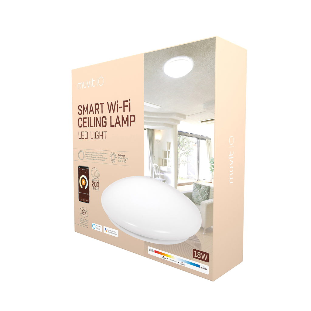 Lampara Techo Muvit Io Wifi 18w Blanco + Cct