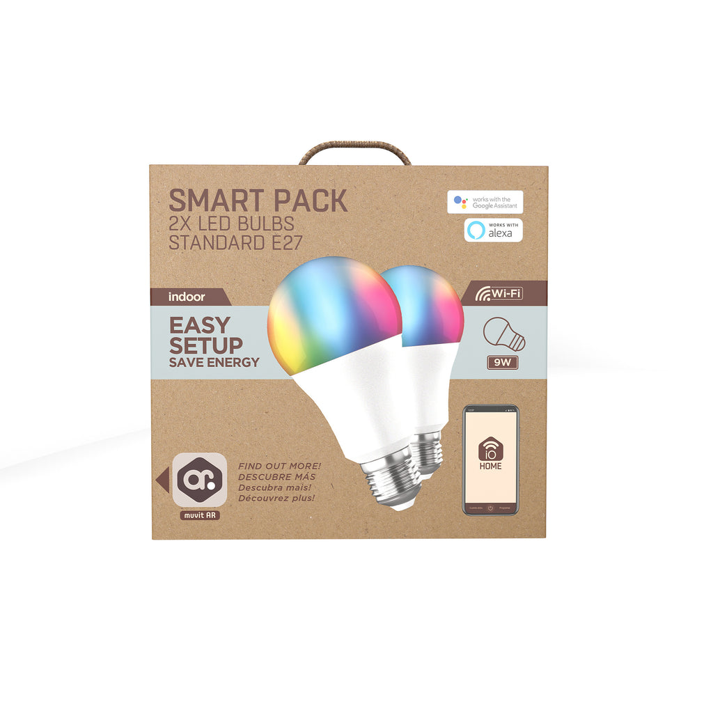 Bombilla muvit io a60 e27 9w rgb pack 2 unidades - Bombilla Inteligente