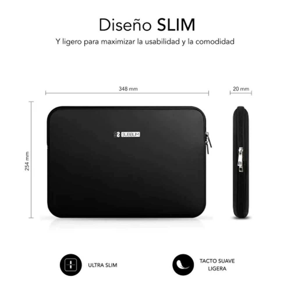 Funda Subblim Business Laptop Sleeve Neoprene V2 Para Portatil 15.6 Pulgadas Negro