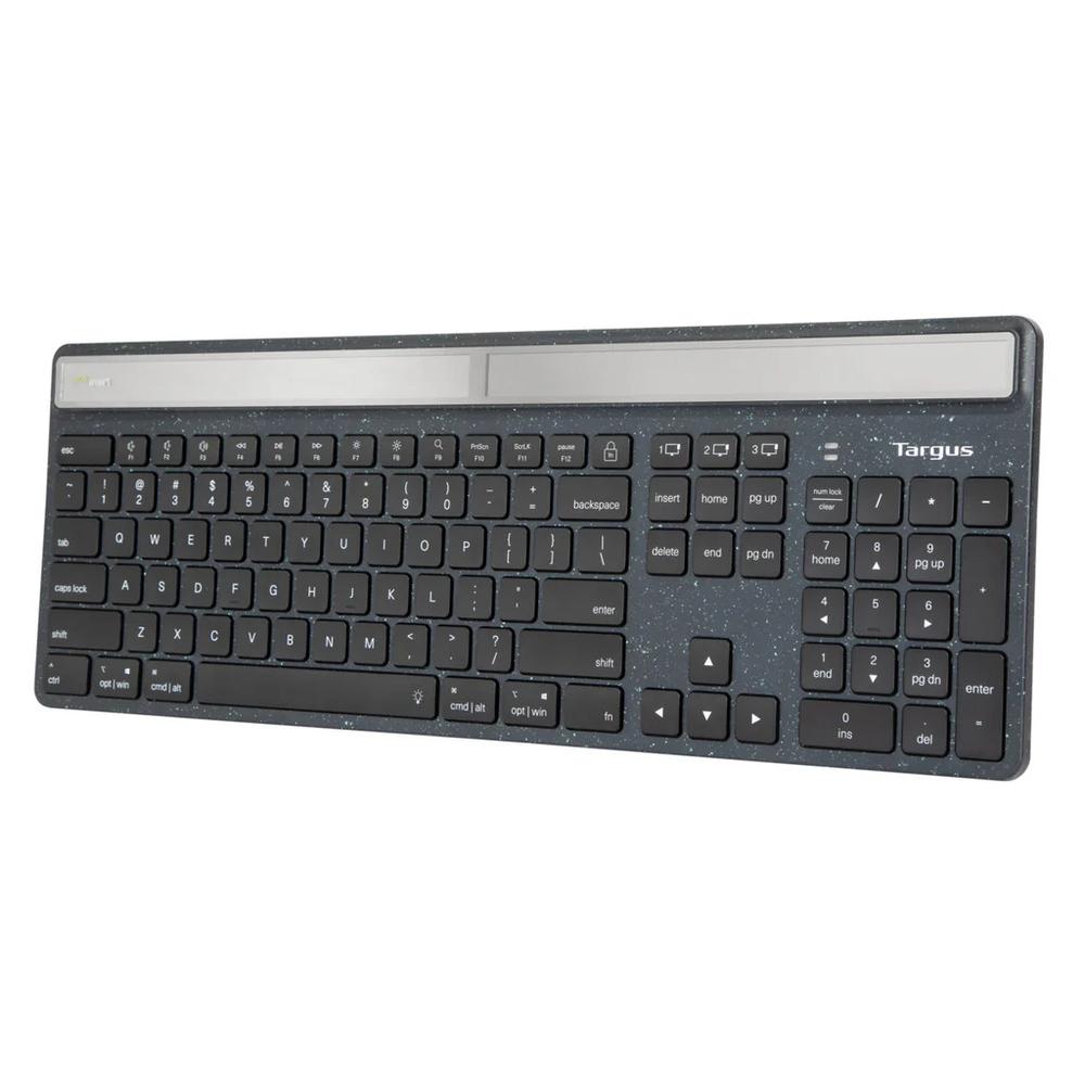 Teclado Inalambrico Targus Akb868es Ecosmart Solar Keyboard Antimicrobiano Bluetooth Full Size Usb - C Negro