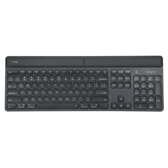 Teclado Inalambrico Targus Akb868es Ecosmart Solar Keyboard Antimicrobiano Bluetooth Full Size Usb - C Negro