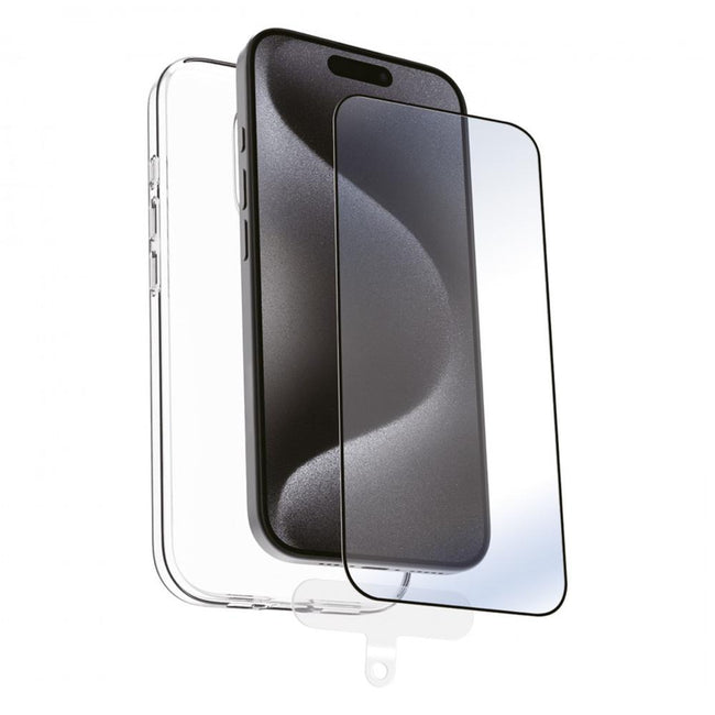 Funda Muvit Recycletek Para Apple Iphone 16 Pro Transparente + Protector Cristal Templado Marco Negro Hover Image