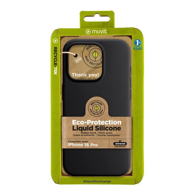Funda Muvit Recycletek Liquid Silicone Para Apple Iphone 16 Pro Max Negra Hover Image