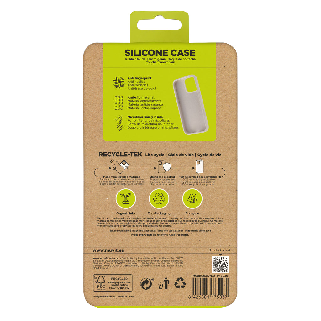 Funda Muvit Recycletek Liquid Silicone Para Apple Iphone 16 Pro Max Nude
