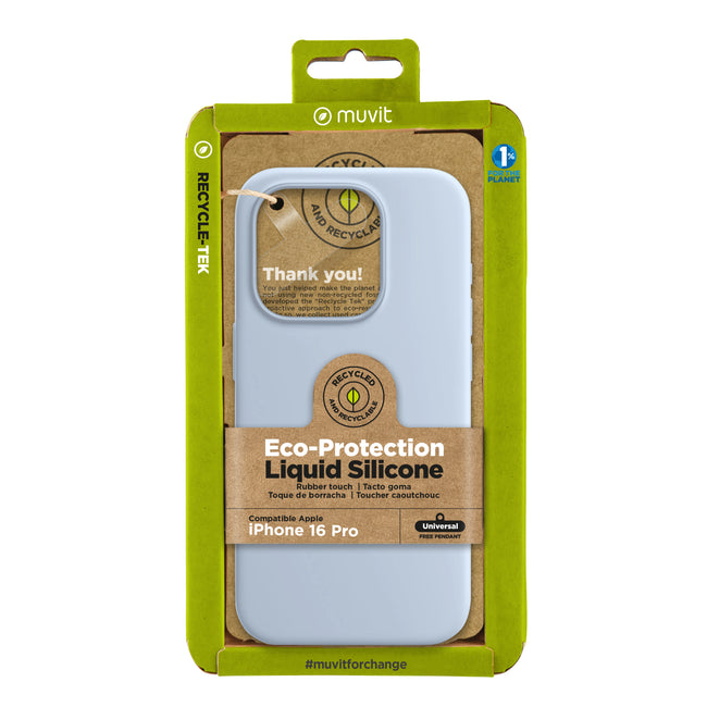 Funda Muvit Recycletek Liquid Silicone Para Apple Iphone 16 Pro Azul Cielo Hover Image