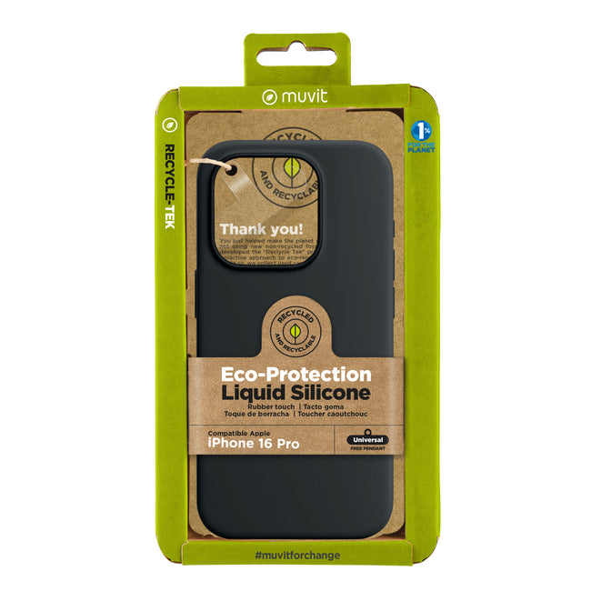 Funda Muvit Recycletek Liquid Silicone Para Apple Iphone 16 Pro Negra Hover Image