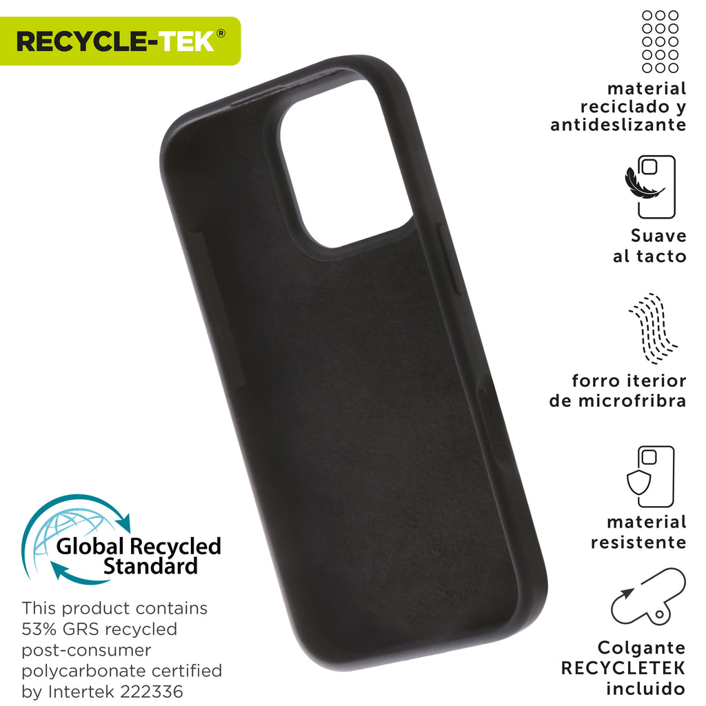 Funda Muvit Recycletek Liquid Silicone Para Apple Iphone 16 Pro Negra