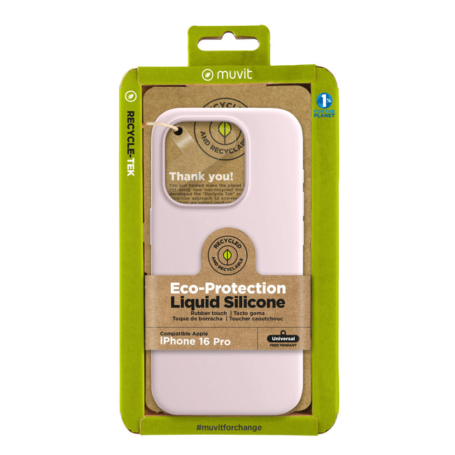 Funda Muvit Recycletek Liquid Silicone Para Apple Iphone 16 Pro Rosa Hover Image