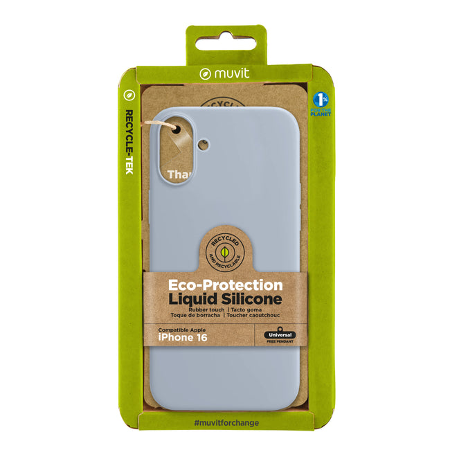 Funda Muvit Recycletek Liquid Silicone Para Apple Iphone 16 Azul Cielo Hover Image