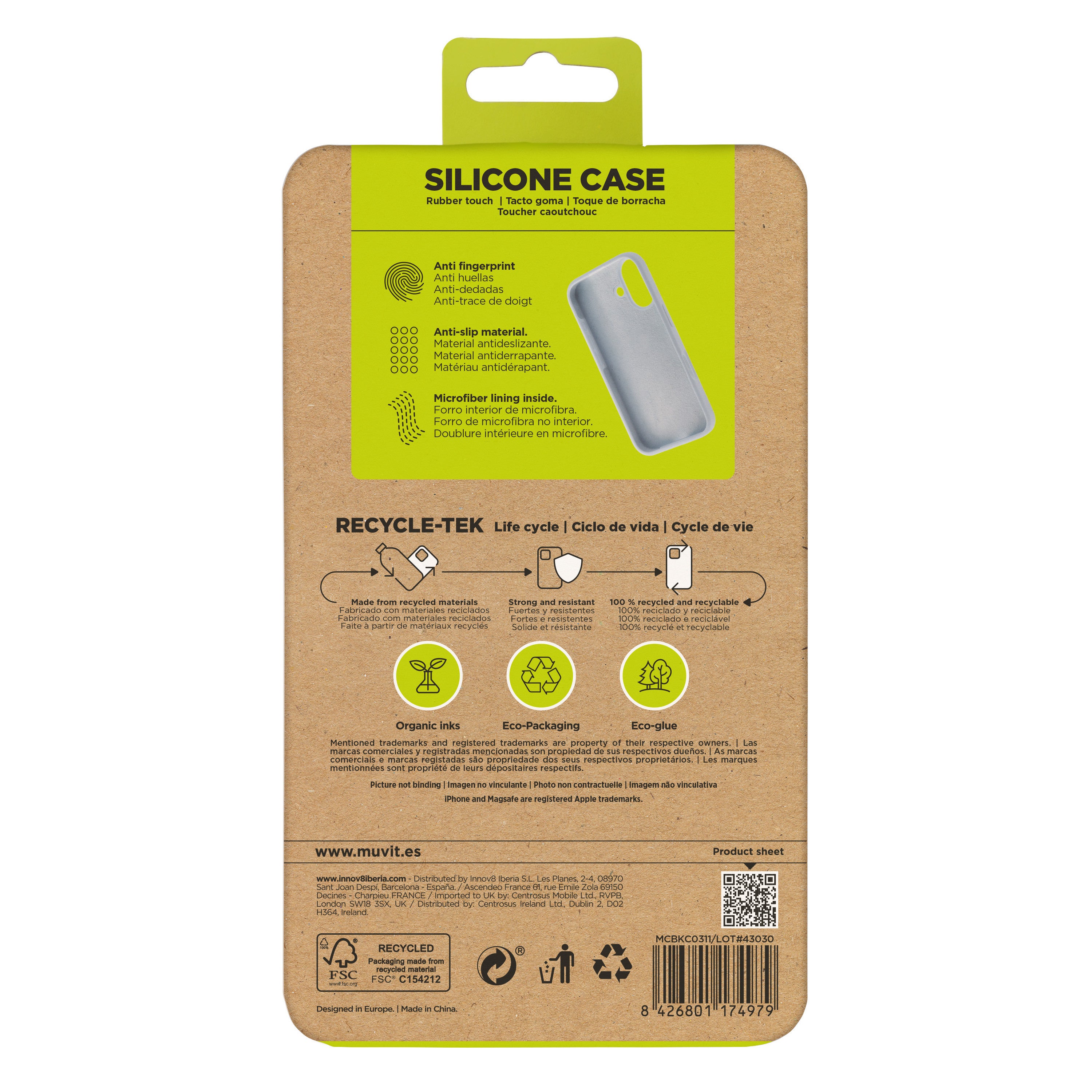 Funda Muvit Recycletek Liquid Silicone Para Apple Iphone 16 Azul Cielo