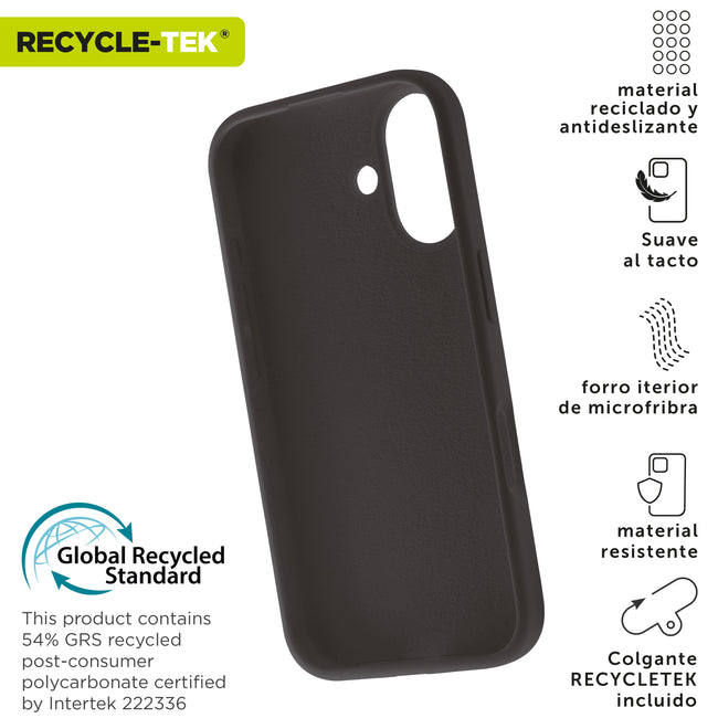 Funda Muvit Recycletek Liquid Silicone Para Apple Iphone 16 Negra Hover Image