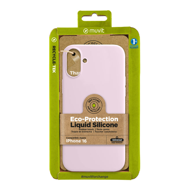 Funda Muvit Recycletek Liquid Silicone Para Apple Iphone 16 Rosa Hover Image