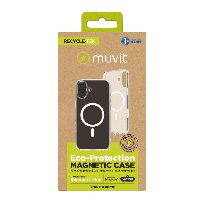 Funda Muvit Recycletek Magsafe Para Apple Iphone 16 Plus Transparente Hover Image