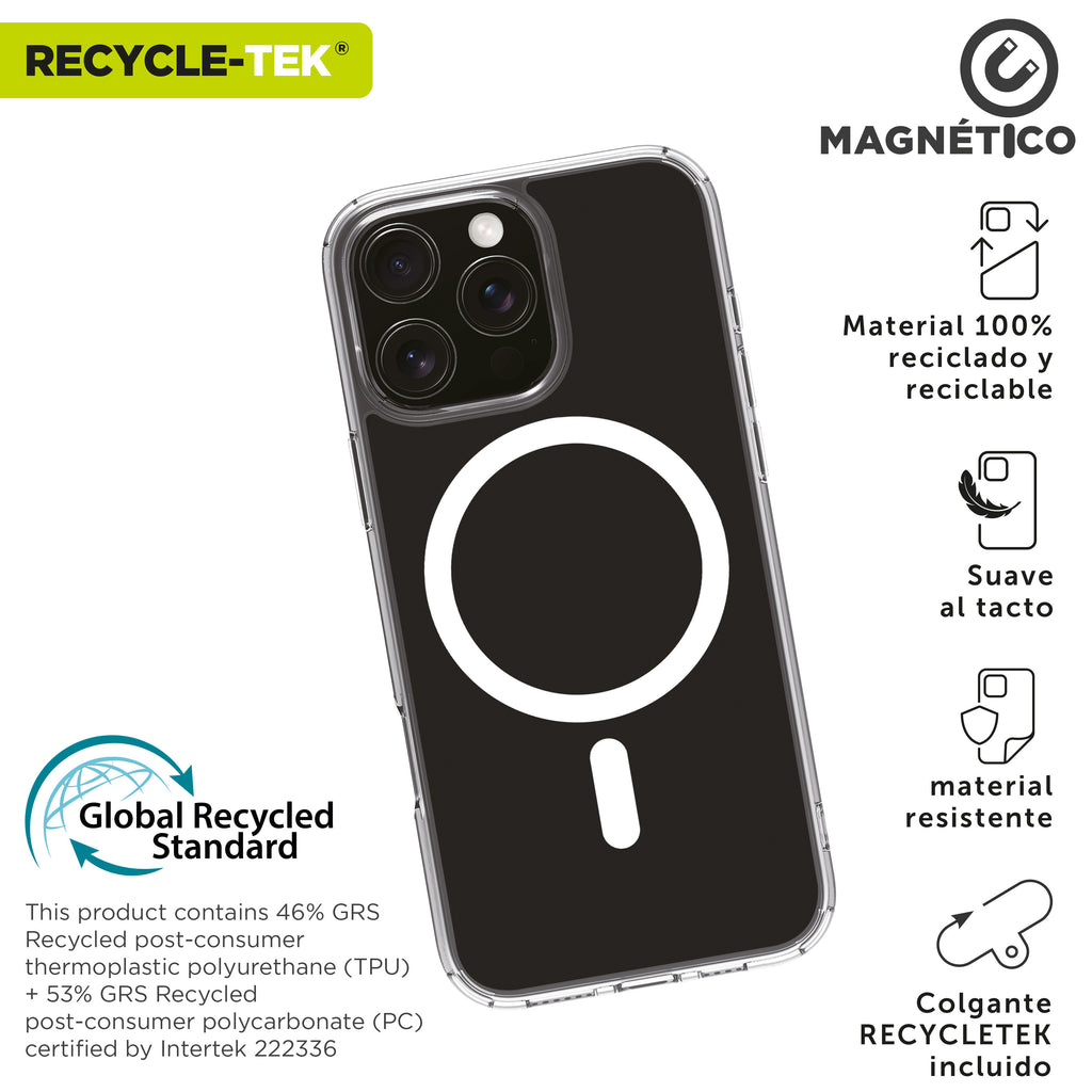 Funda Muvit Recycletek Magsafe Para Apple Iphone 16 Pro Transparente