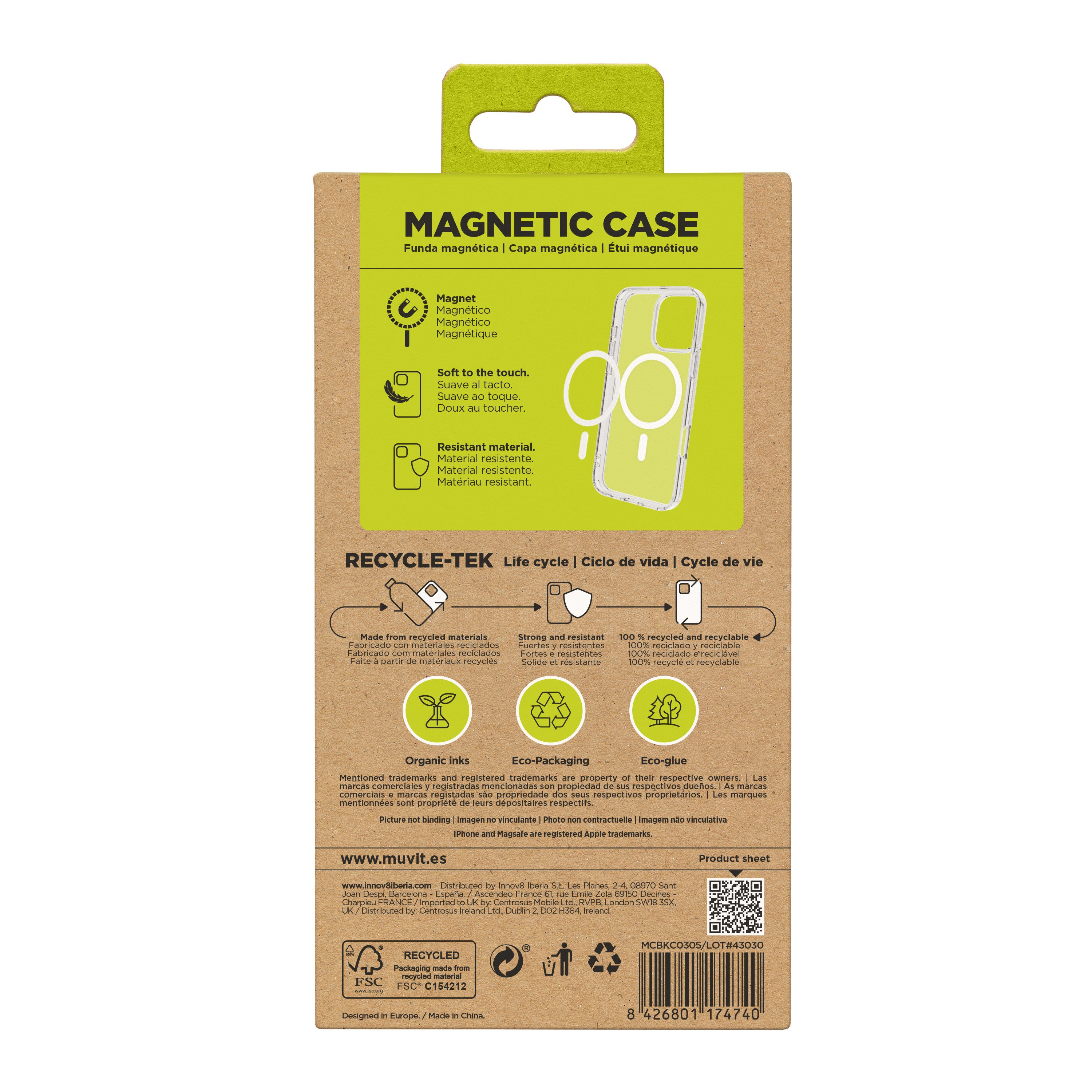 Funda Muvit Recycletek Magsafe Para Apple Iphone 16 Pro Transparente