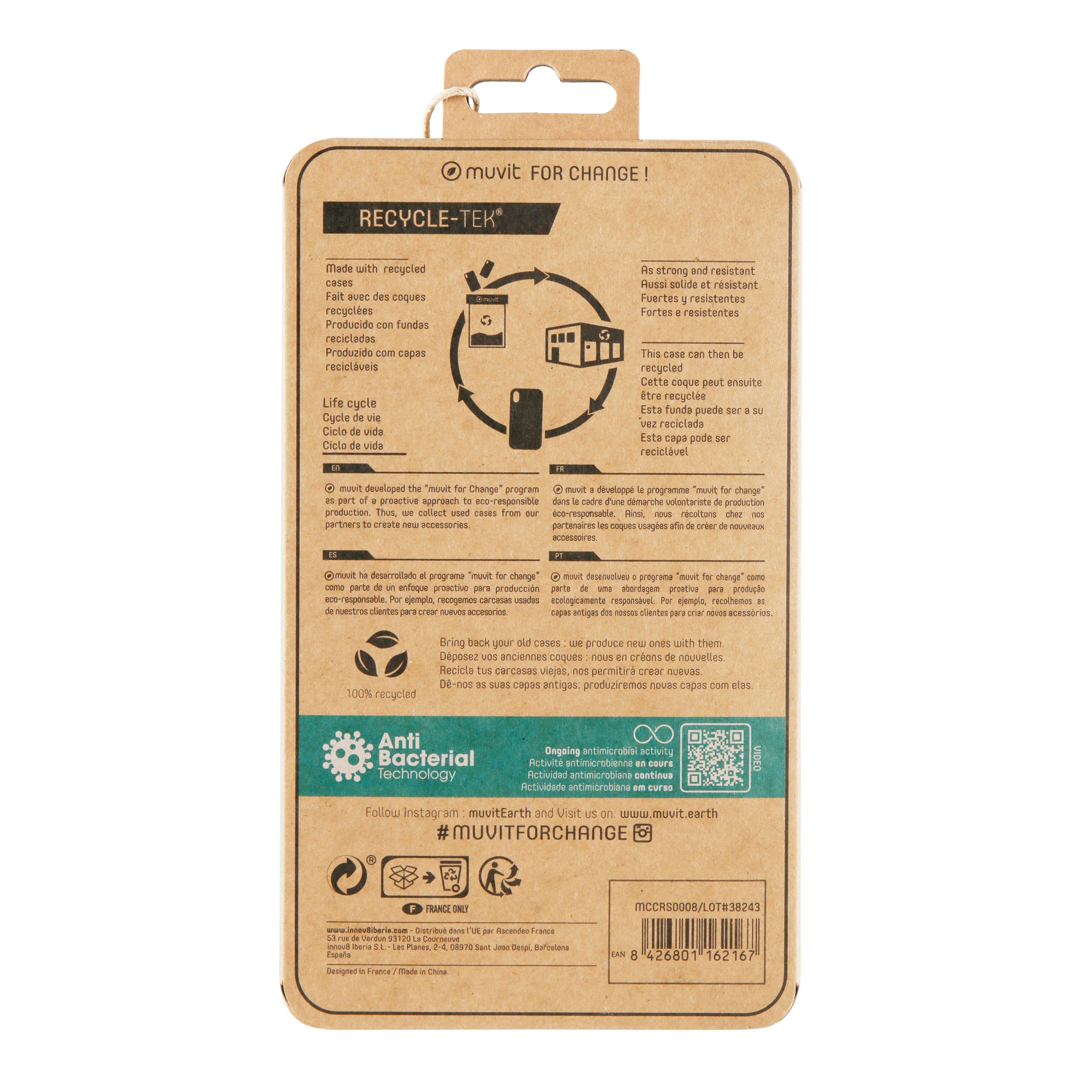 Funda Muvit Recycletek Antibacteriana Para Apple Iphone Se - 8 - 7 Transparente