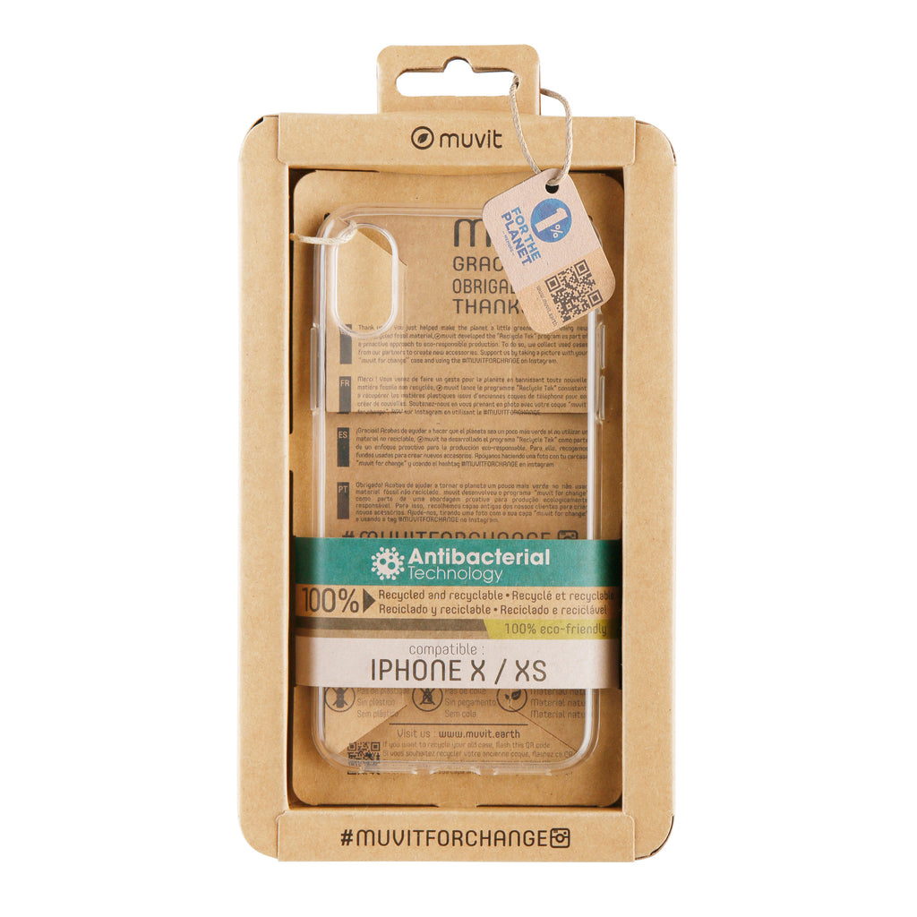 Funda Muvit Recycletek Antibacteriana Para Apple Iphone X - Xs Transparente