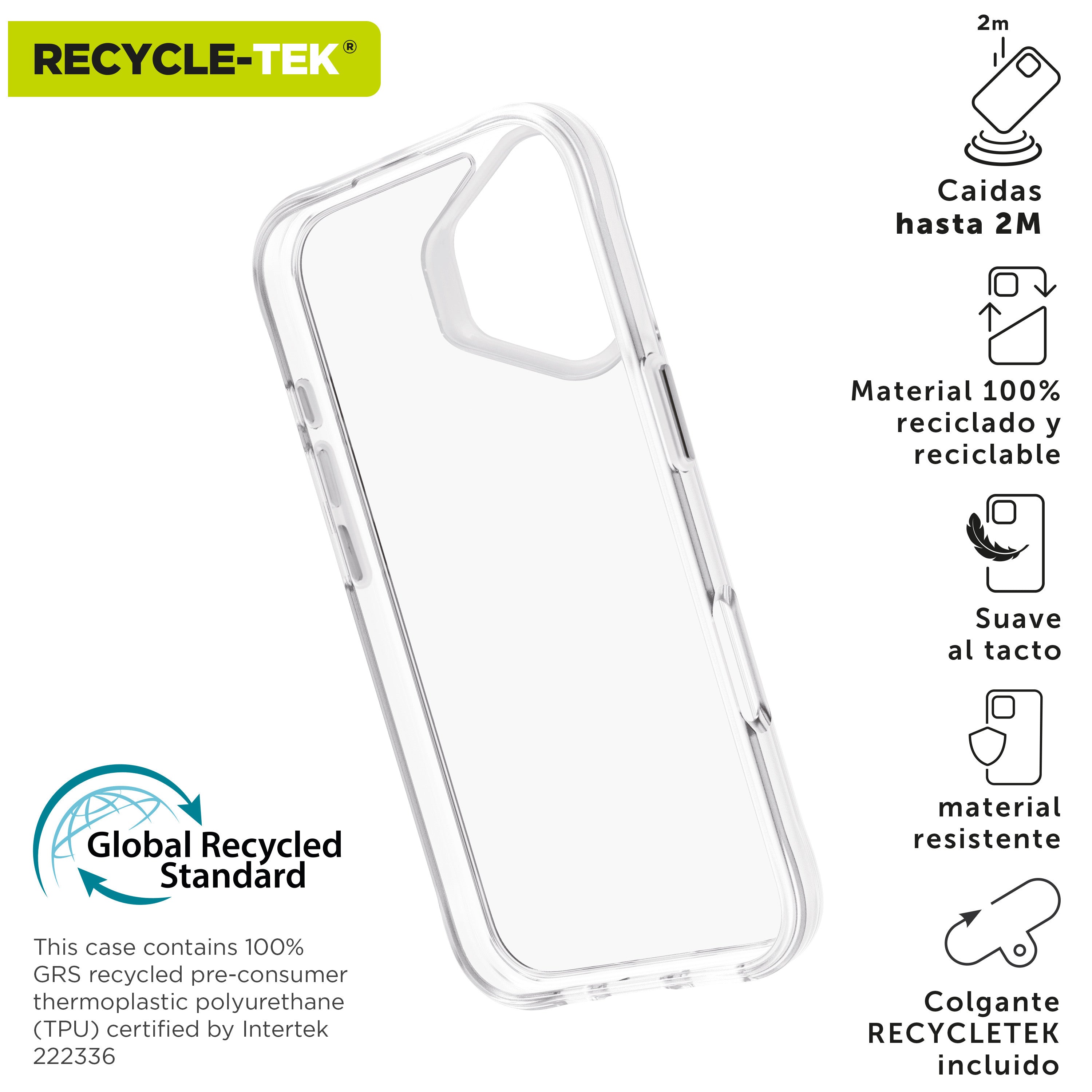 Funda Muvit Shockproof 2m Para Apple Iphone 16 Transparente