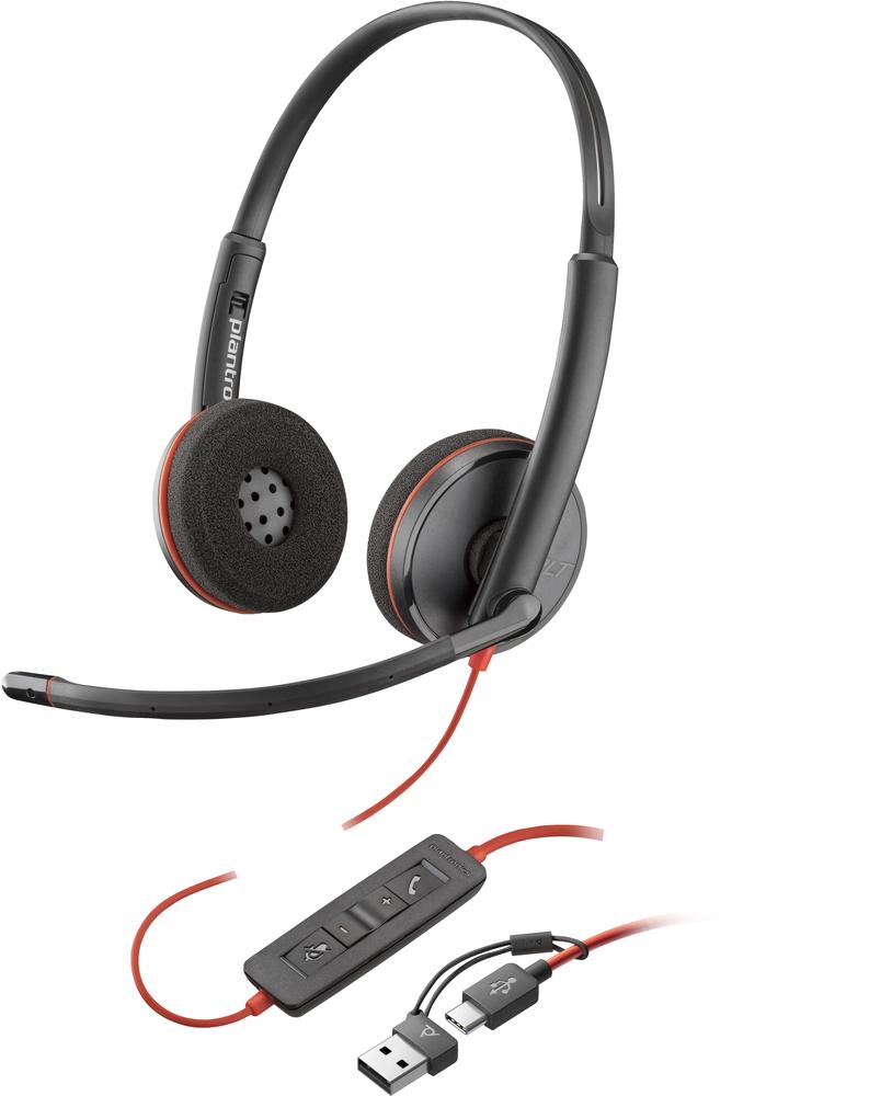 Auriculares Poly Blackwire 3220 Estéreo Usb - C + Adaptador Usb - C - A (bulk)