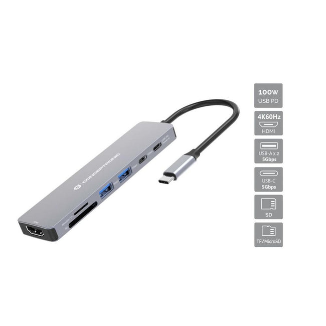 Docking Station Conceptronic Donn28g Usb Tipo C 7 En 1 Hover Image
