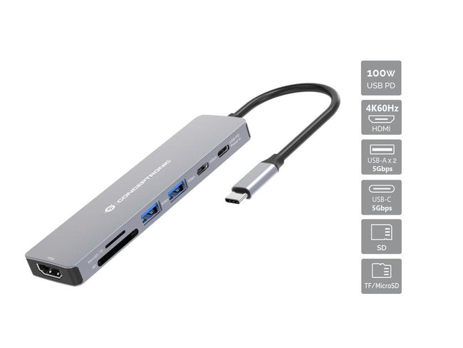 Docking Station Conceptronic Donn28g Usb Tipo C 7 En 1 Main Image