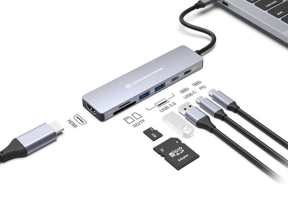 Docking Station Conceptronic Donn28g Usb Tipo C 7 En 1
