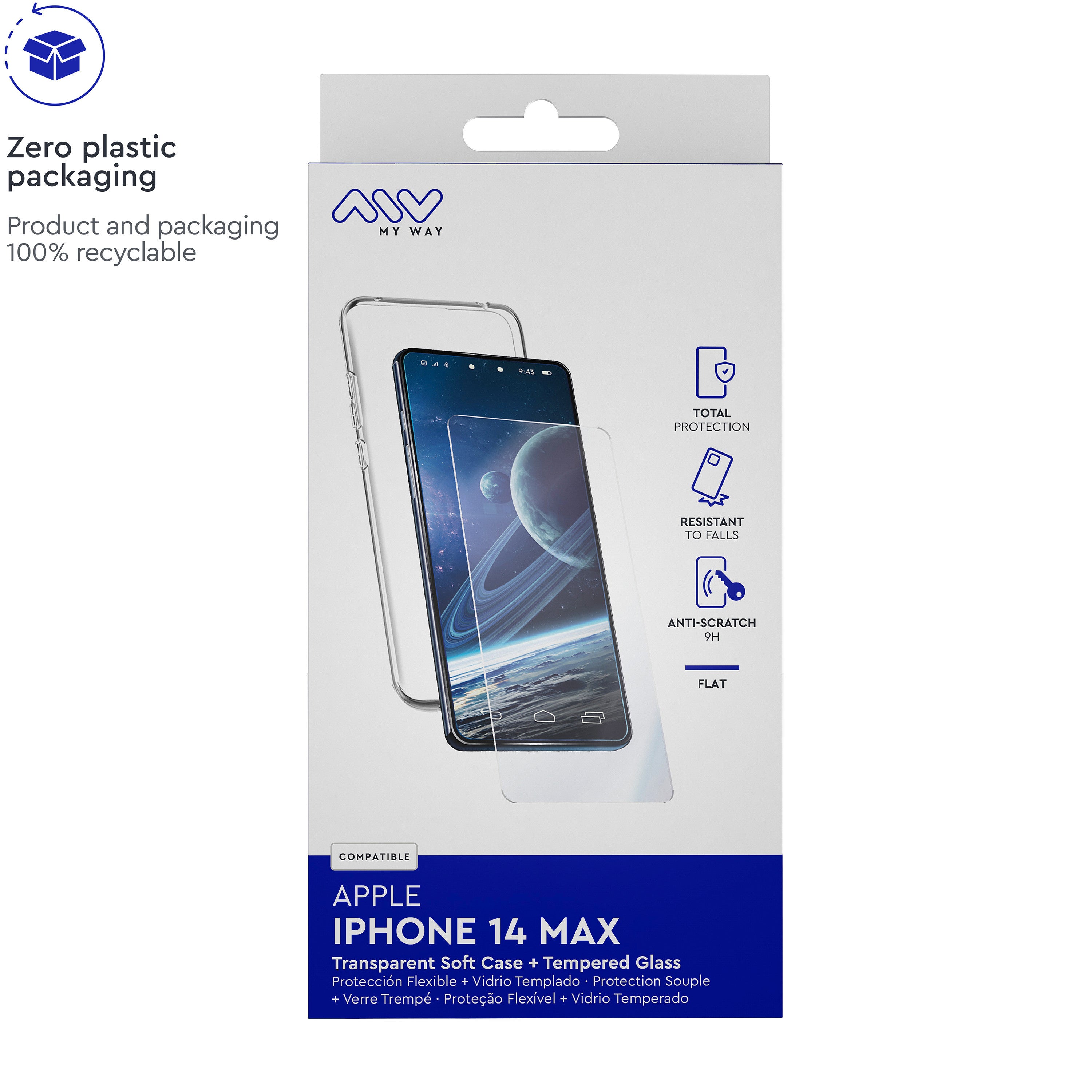 Carcasa Myway Para Apple Iphone 14 Plus Transparente + Protector Pantalla Cristal Templado