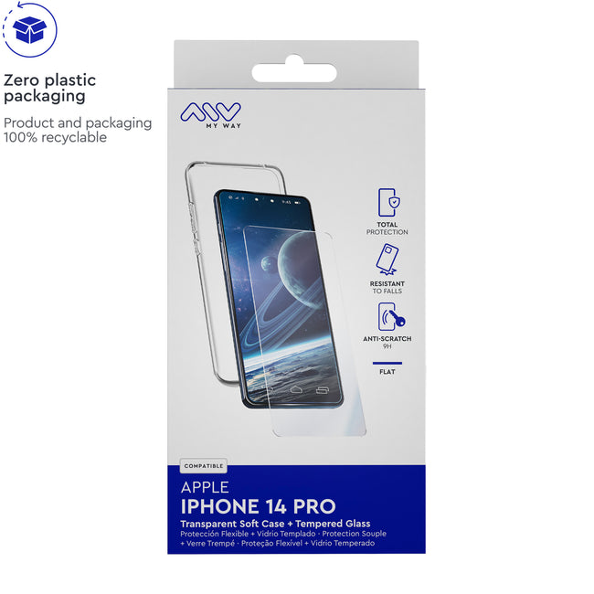 Carcasa Myway Para Apple Iphone 14 Pro Transparente + Protector Pantalla Cristal Templado Main Image