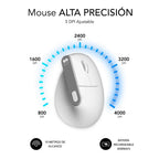 Raton Inalambrico Subblim Vertical Ergo Dual Mouse Battery Blanco