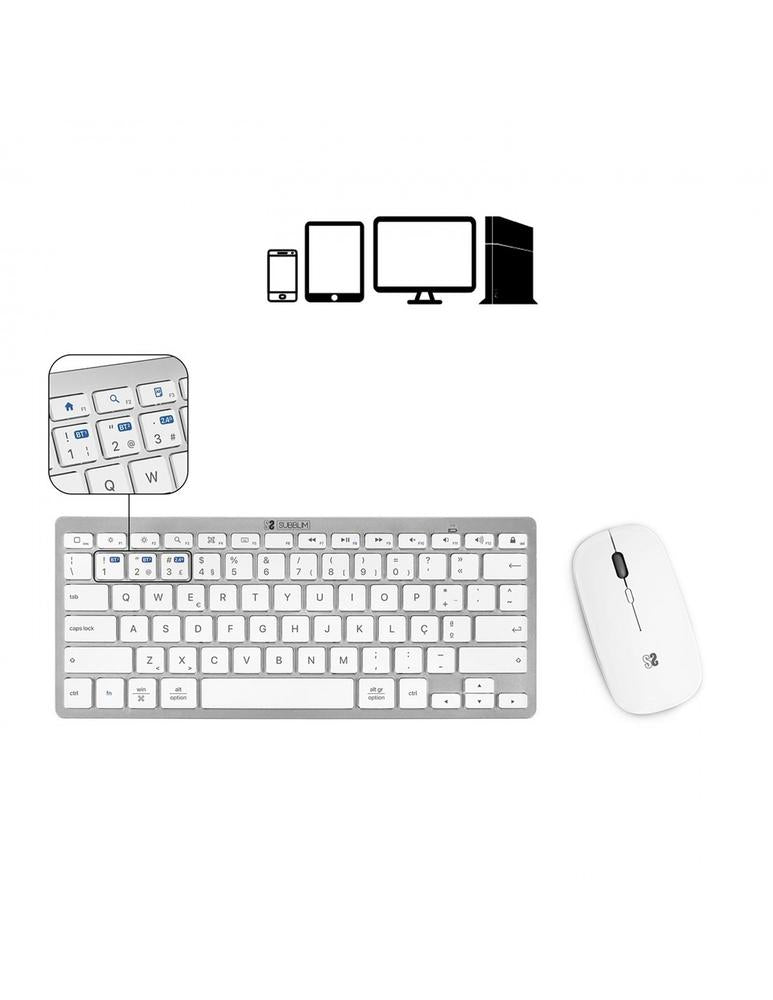 Teclado + Raton Subblim Combo Plata Portugues
