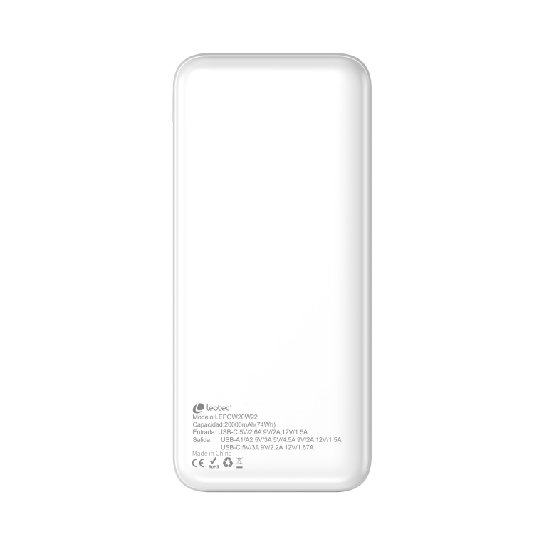Powerbank Leotec Pd20w 20000mah Blanco