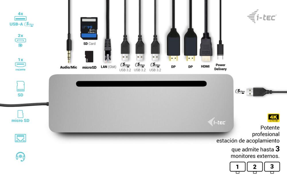 Docking Station I - Tec Usb Tipo C 12 En 1 + Cargador 100w