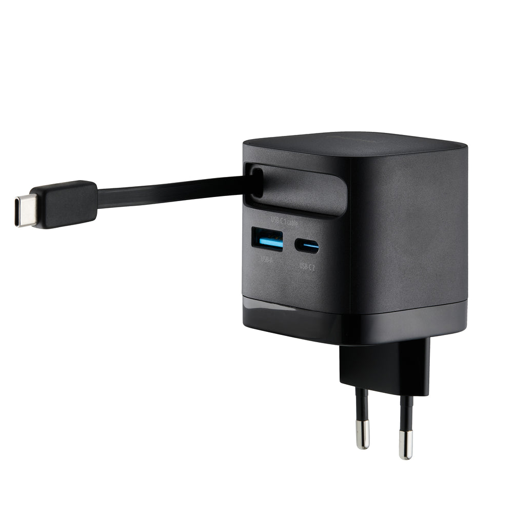 Cargador De Pared Intenso 65w Gan W65acic Retractil Negro