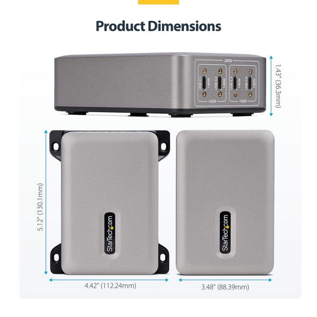 Cargador Para Portatil Startech 240w 4x Usb Tipo C Main Image