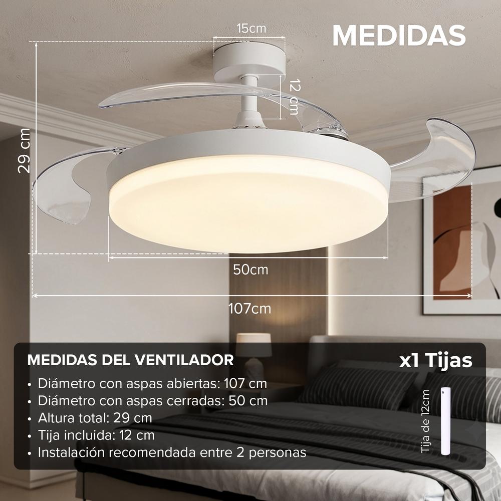 3nod - Ventilador De Techo Con Luz Led Concept Ova Motor Dc 6 Velocidades Control Remoto.